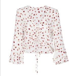 Super cute floral drawstring top